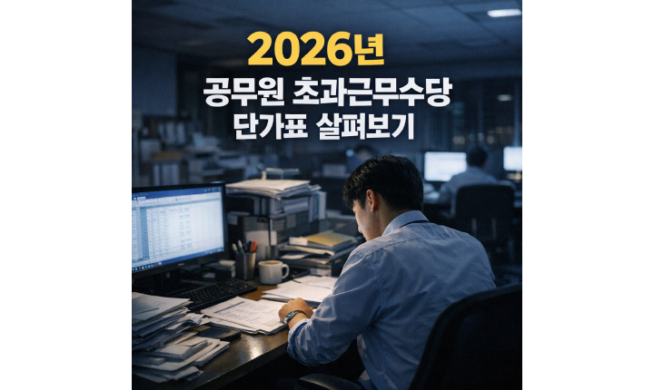 Read more about the article 2026년 공무원 초과근무수당 단가표 살펴보기