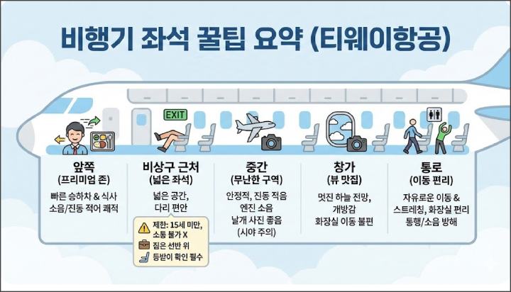 티웨이항공 좌석등급 등급별 차이점 스탠다드존 요약