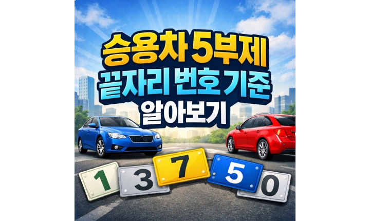 승용차 5부제 번호 기준 계산 2026 끝자리 확인방법 - 다비인포