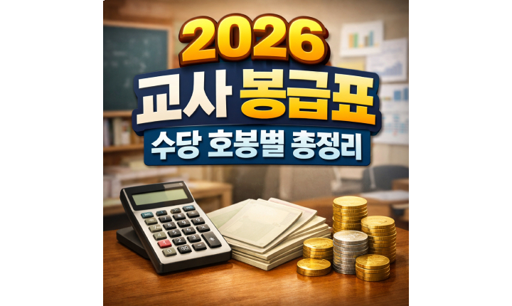 Read more about the article 2026 교사 봉급표 수당 호봉별 총 정리
